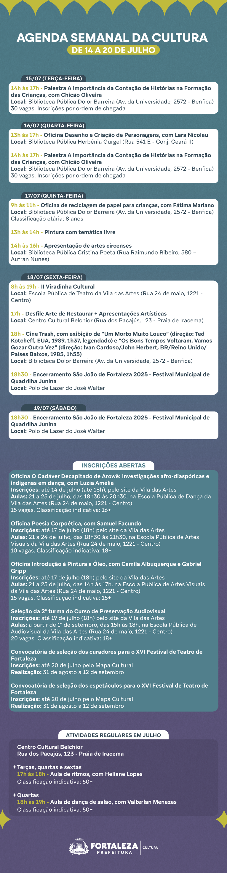 banner com a programação semanal